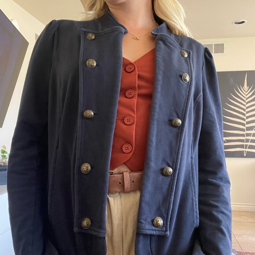 Vintage Tommy Hilfiger Dark Blue Women's Blazer Real Brass Buttons